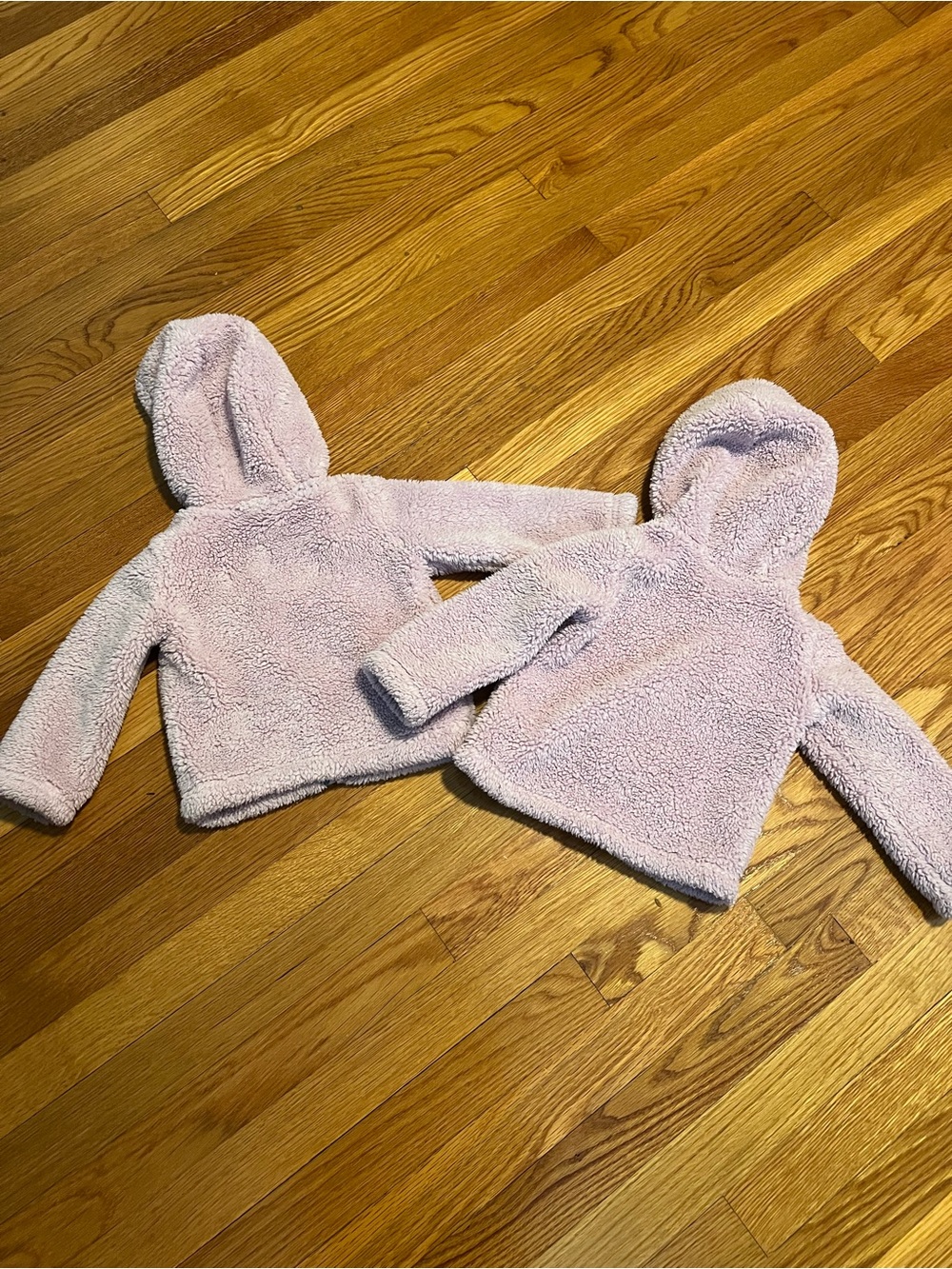 Girls Carter's 18m Plush Hooded Jackets - Lavender Twin Set w/ Floral Pocket EUC - Picture 2 of 7